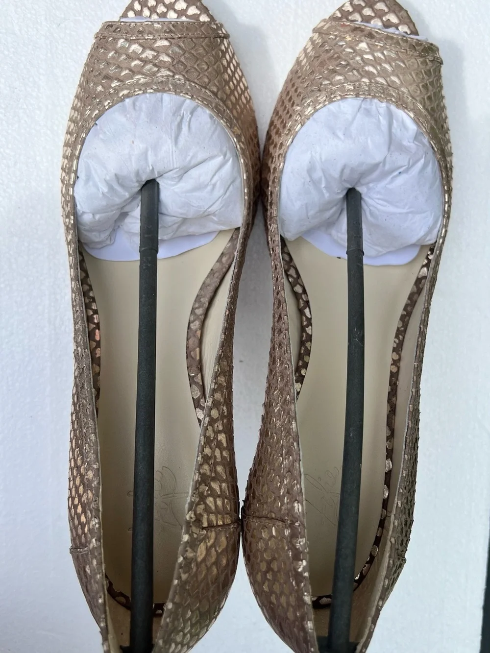 Zofie Bronze Snakeskin Peep Toe Pumps Size 12 New w/ Dust Bag, Brazil Leather